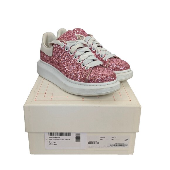 Alexander McQueen Womens Sz 8.5 EU 38.5 Pink Glitter Oversize Sneakers - Picture 2 of 14